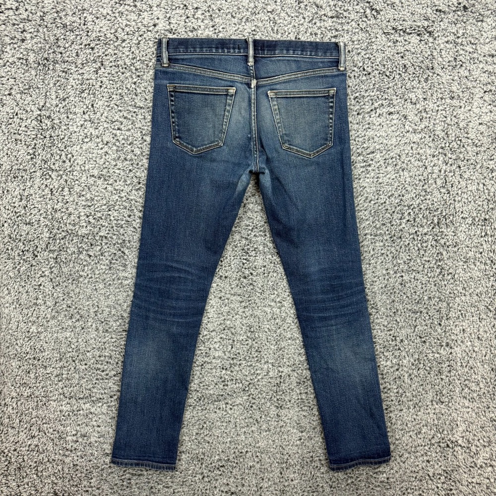 Uniqlo Selvedge Jeans Mens 31x32 Blue Dark Denim Slim Straight Faded Whiskers - Picture 12 of 15